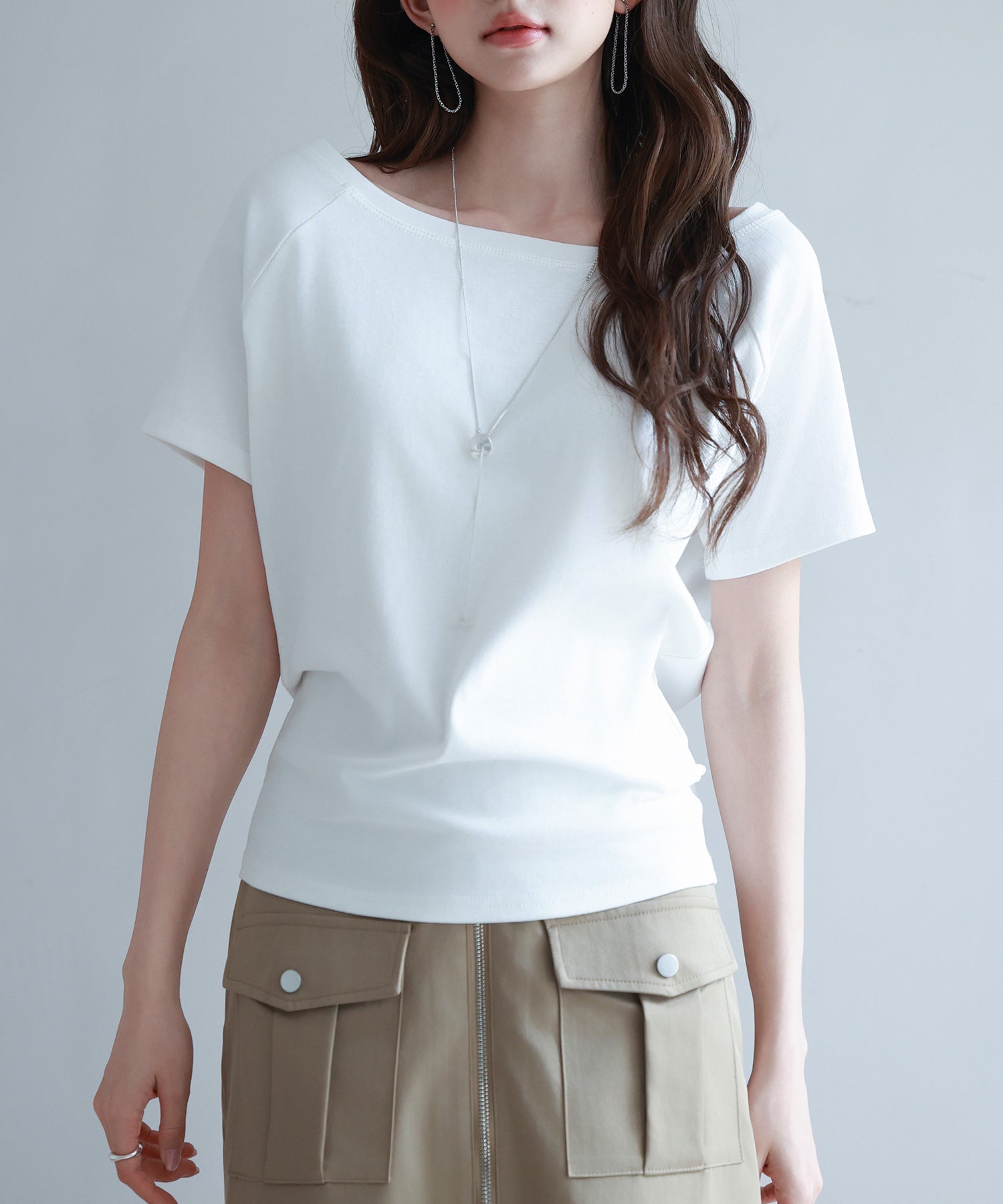 2wayラグランスリーブTシャツsdpal1577 ホワイト