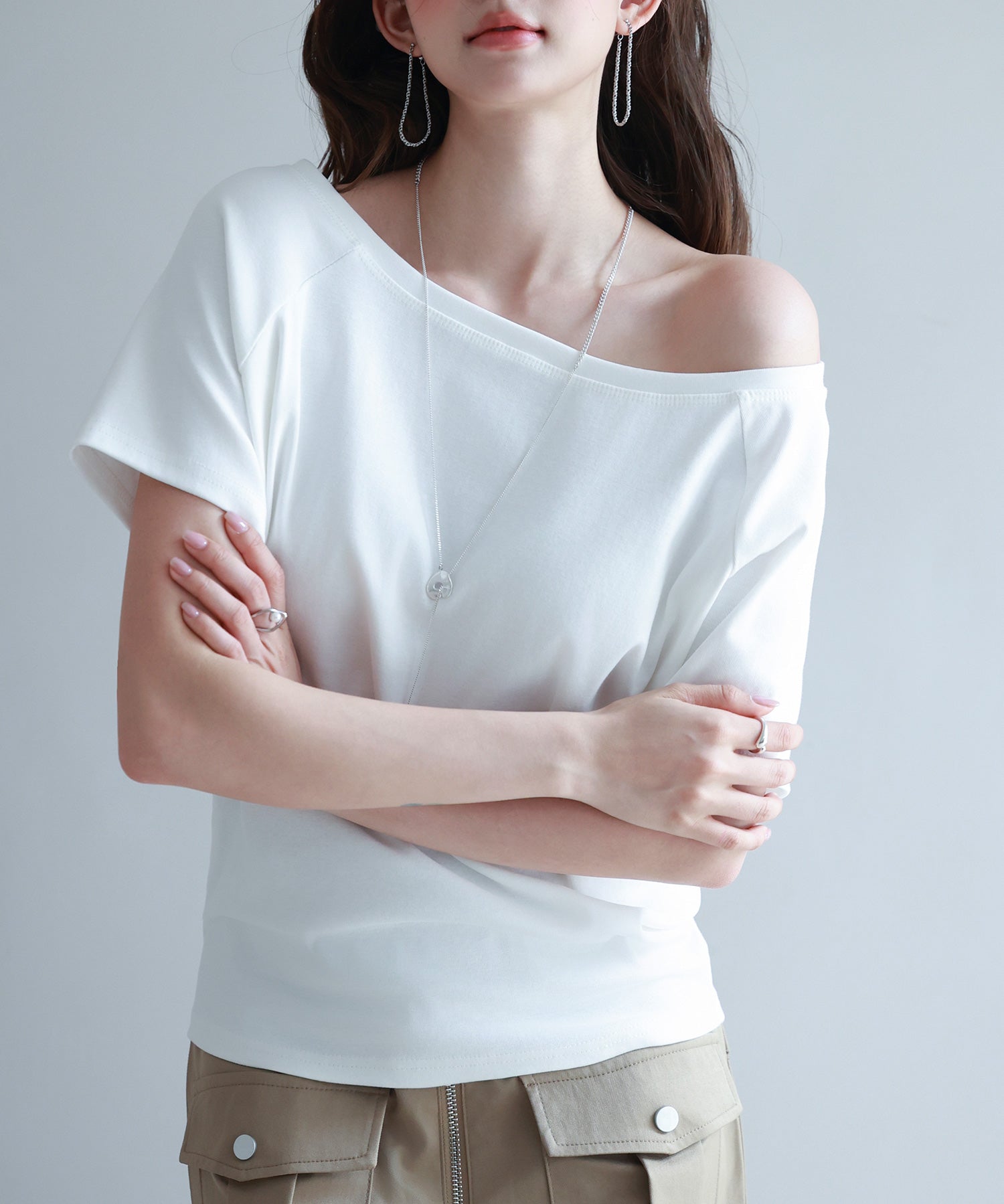 2wayラグランスリーブTシャツsdpal1577 ホワイト