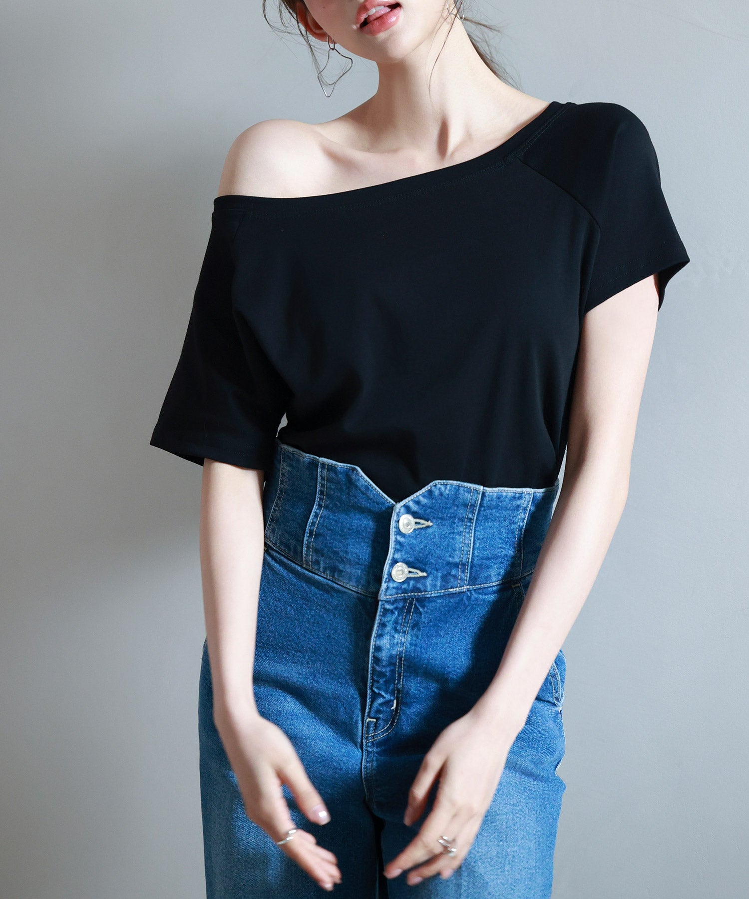 2wayラグランスリーブTシャツsdpal1577 ブラック