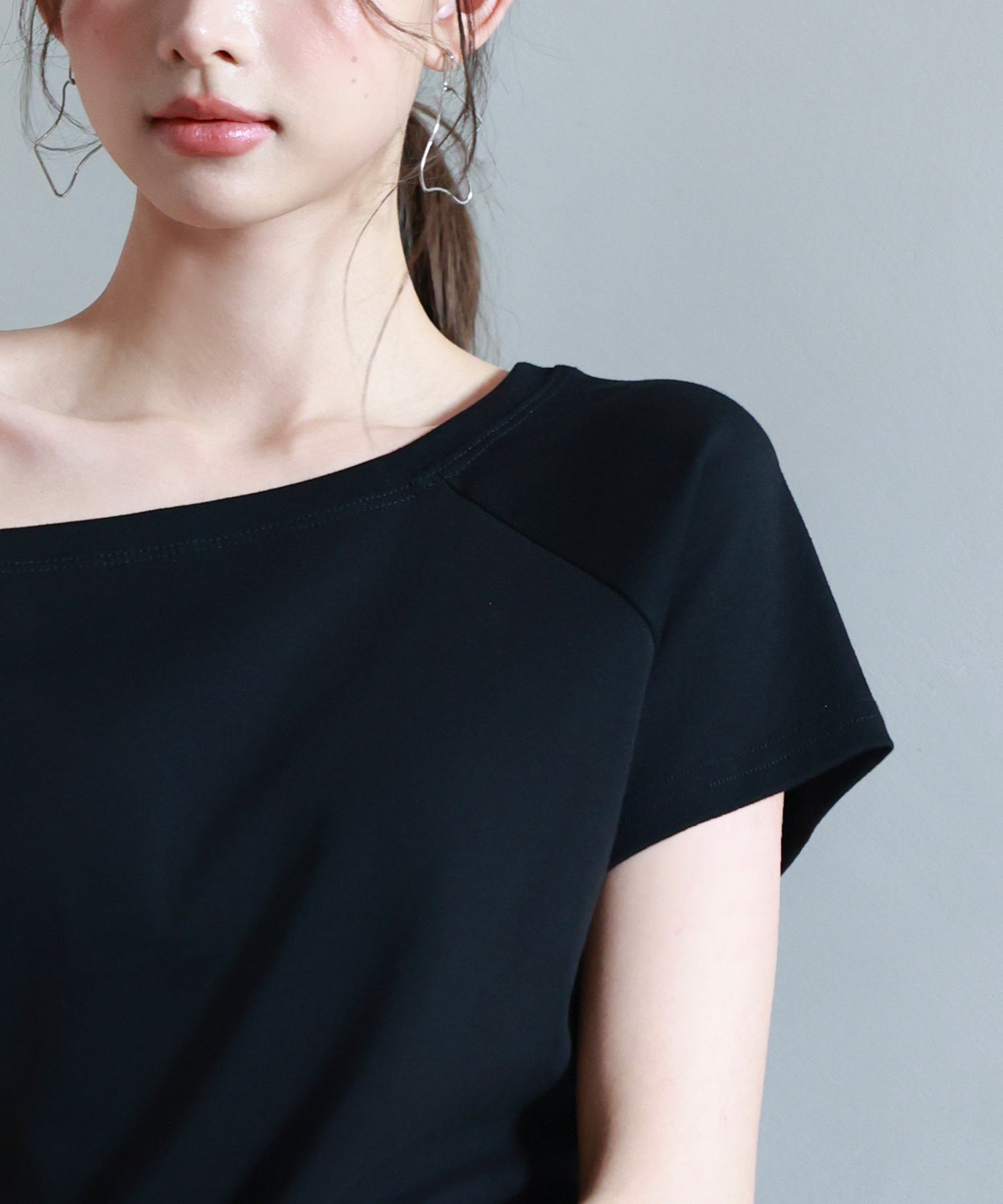 2wayラグランスリーブTシャツsdpal1577 ブラック