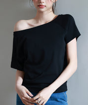 2wayラグランスリーブTシャツsdpal1577 ブラック