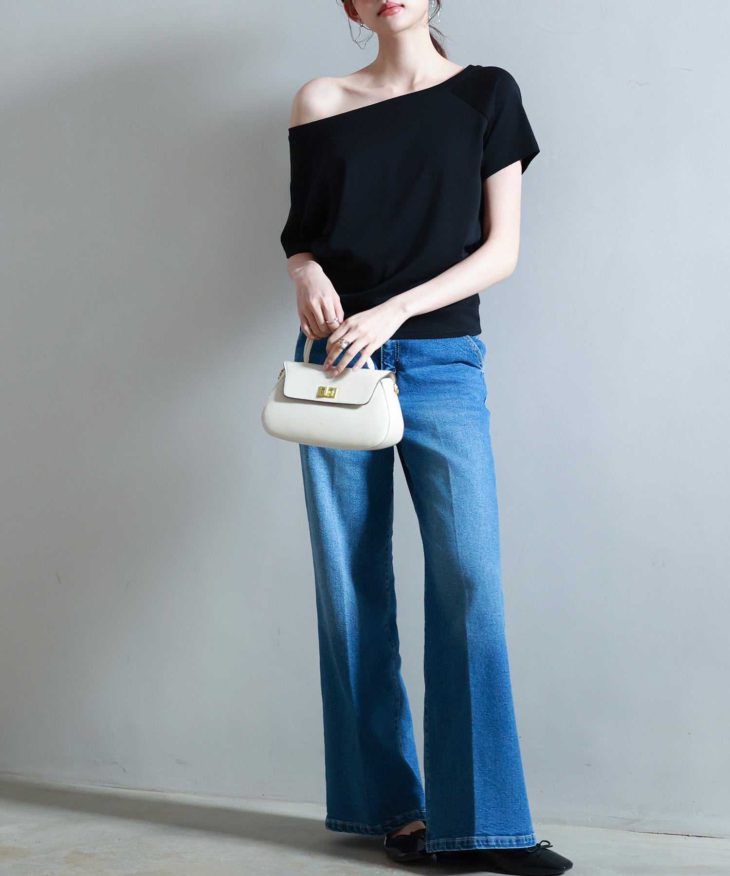 2wayラグランスリーブTシャツsdpal1577 ブラック