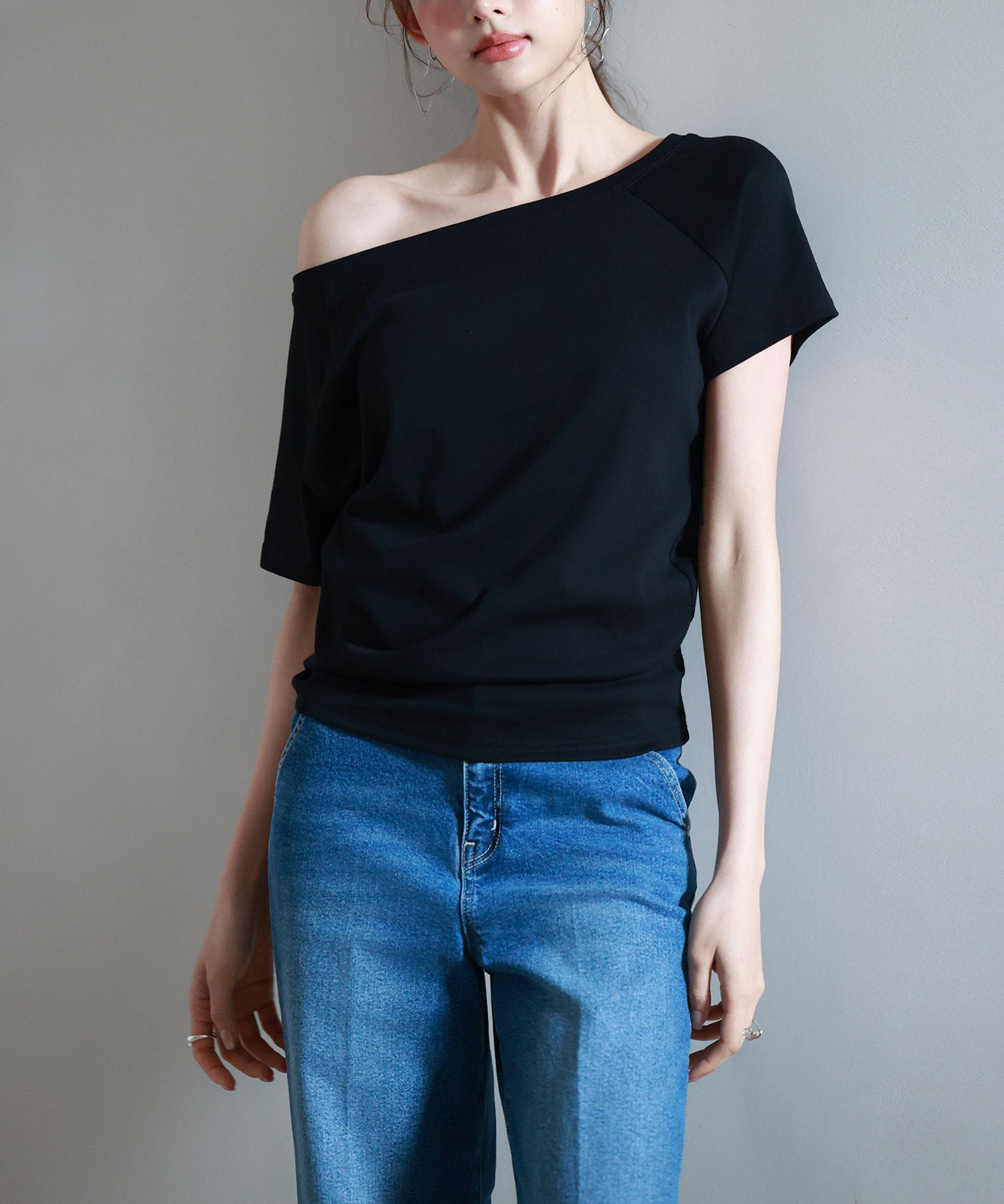 2wayラグランスリーブTシャツsdpal1577 ブラック