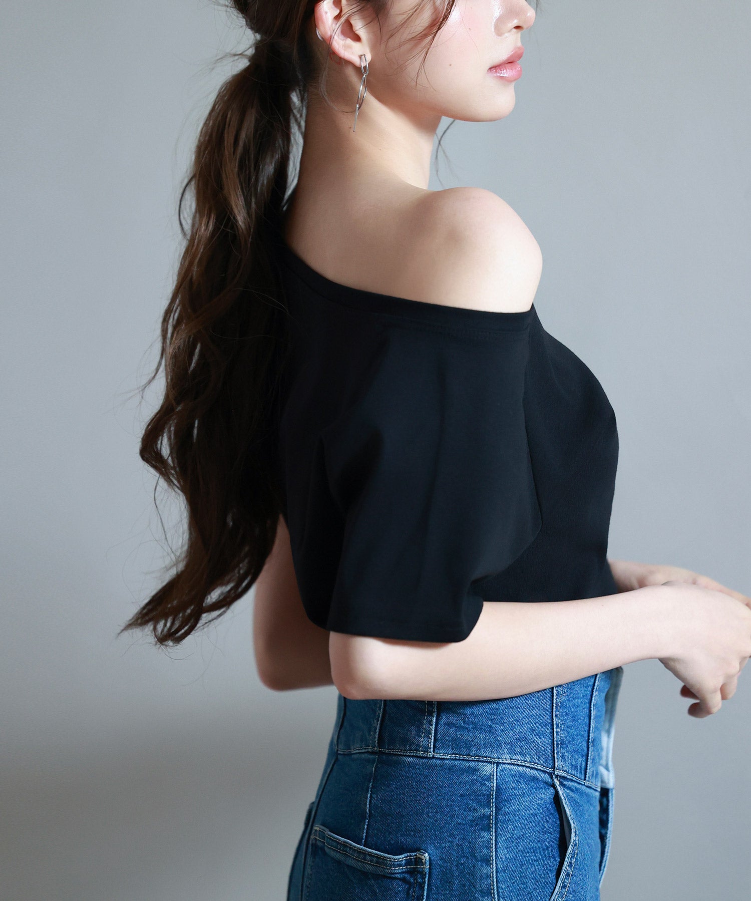 2wayラグランスリーブTシャツsdpal1577 ブラック