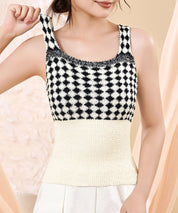 肌に優しい暖かタンクトップsdpal2205 ブラック×ホワイト