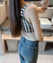 肌に優しい暖かタンクトップsdpal2205 ブラック×ホワイト