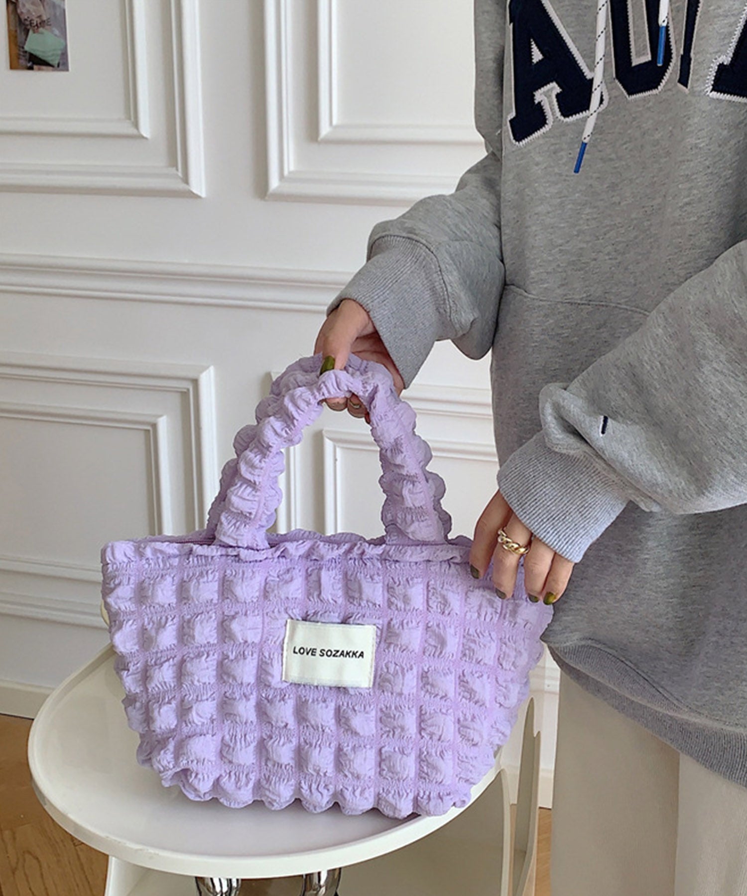 ポコポコポップコーントートバッグsdpal25131 ラベンダー