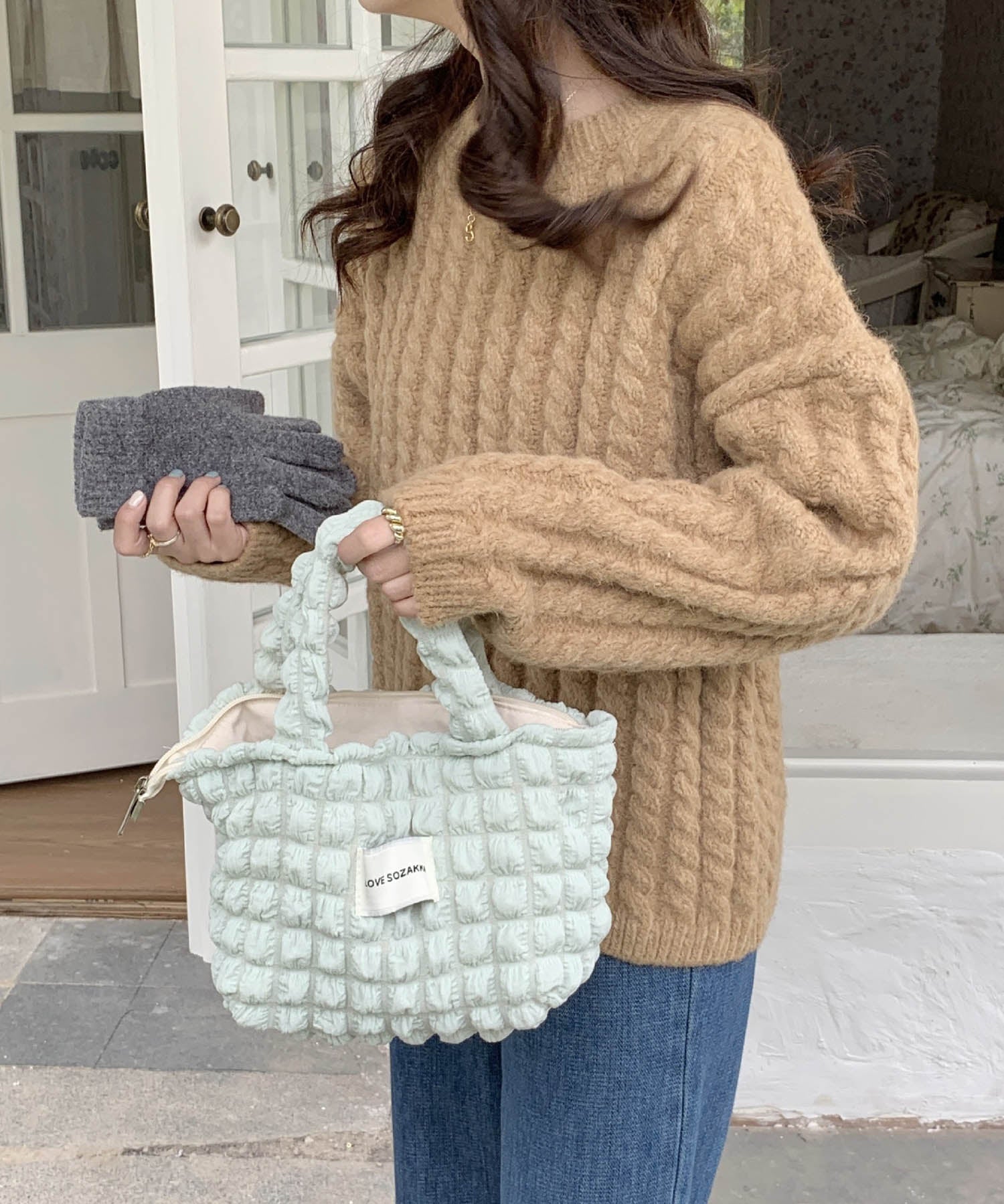 ポコポコポップコーントートバッグsdpal25131 ミント