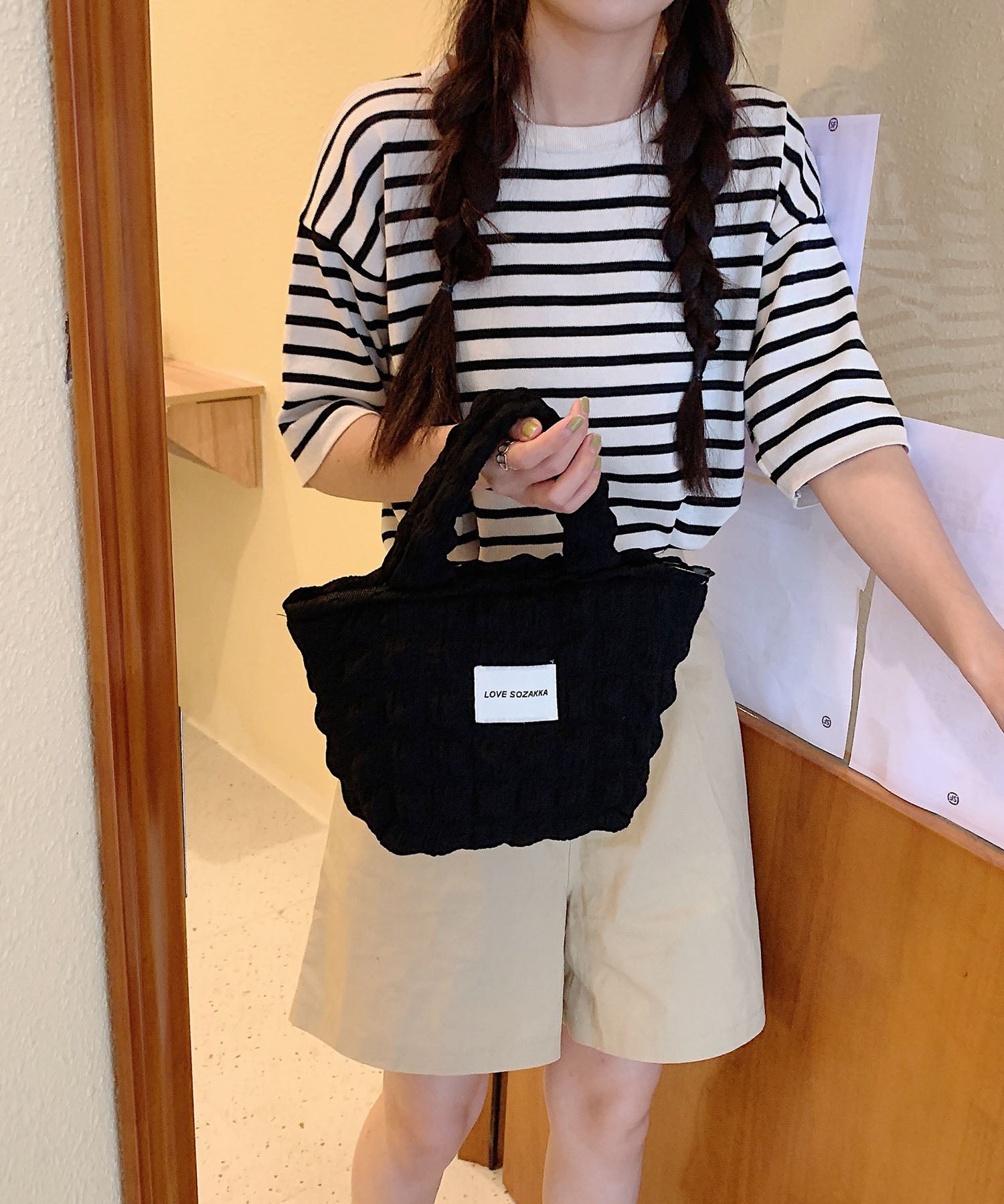 ポコポコポップコーントートバッグsdpal25131 ブラック