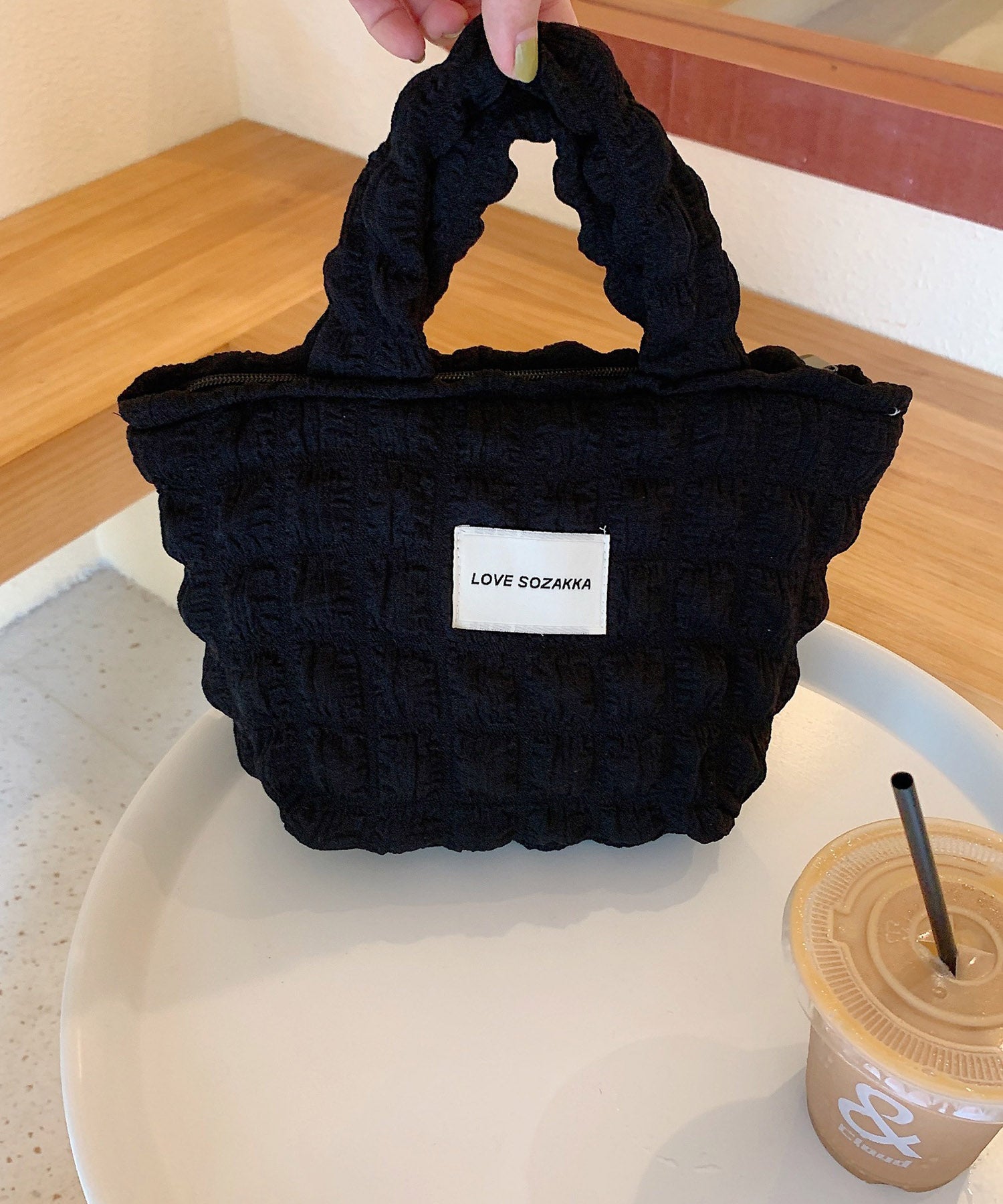 ポコポコポップコーントートバッグsdpal25131 ブラック