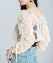 【3way】透かし編みニットカーディガンsdpal3564 ベージュ