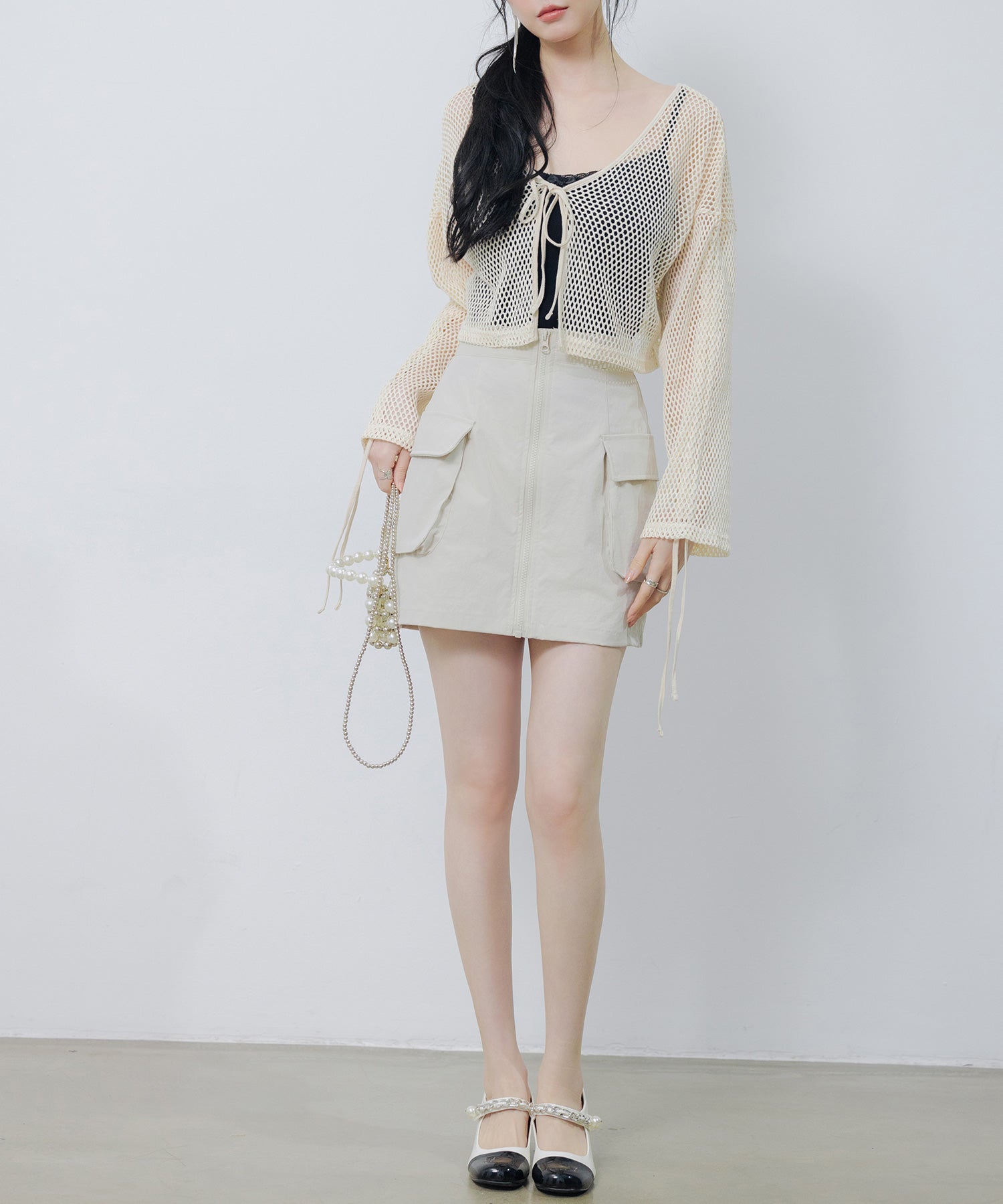 【3way】透かし編みニットカーディガンsdpal3564 ベージュ