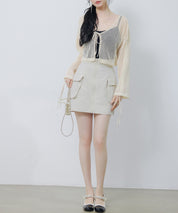 【3way】透かし編みニットカーディガンsdpal3564 ベージュ