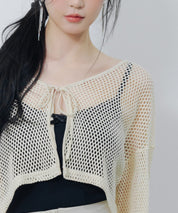 【3way】透かし編みニットカーディガンsdpal3564 ベージュ