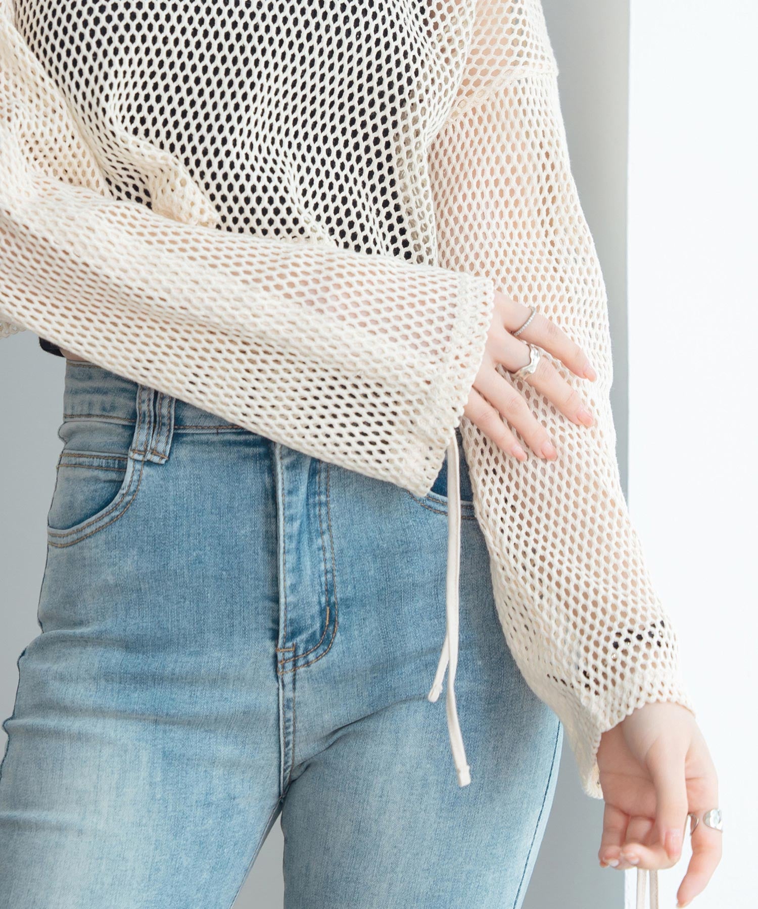 【3way】透かし編みニットカーディガンsdpal3564 ベージュ