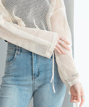 【3way】透かし編みニットカーディガンsdpal3564 ベージュ