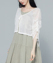 【3way】透かし編みニットカーディガンsdpal3564 ホワイト