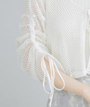 【3way】透かし編みニットカーディガンsdpal3564 ホワイト