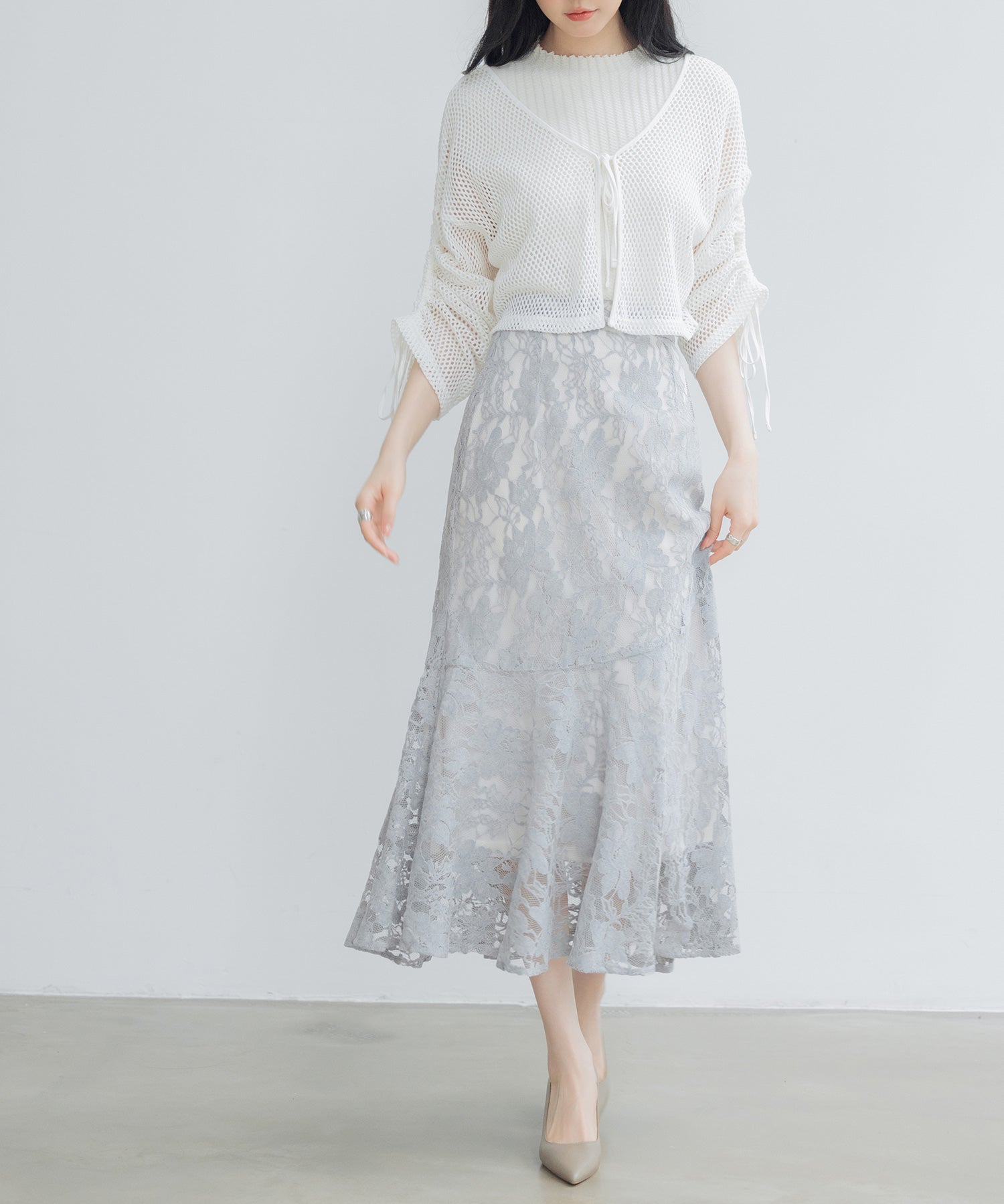 【3way】透かし編みニットカーディガンsdpal3564 ホワイト