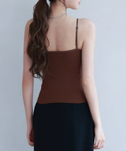 胸元レースカットソーキャミソールsdpal6158 ダークブラウン