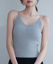 胸元レースカットソーキャミソールsdpal6158 グレー