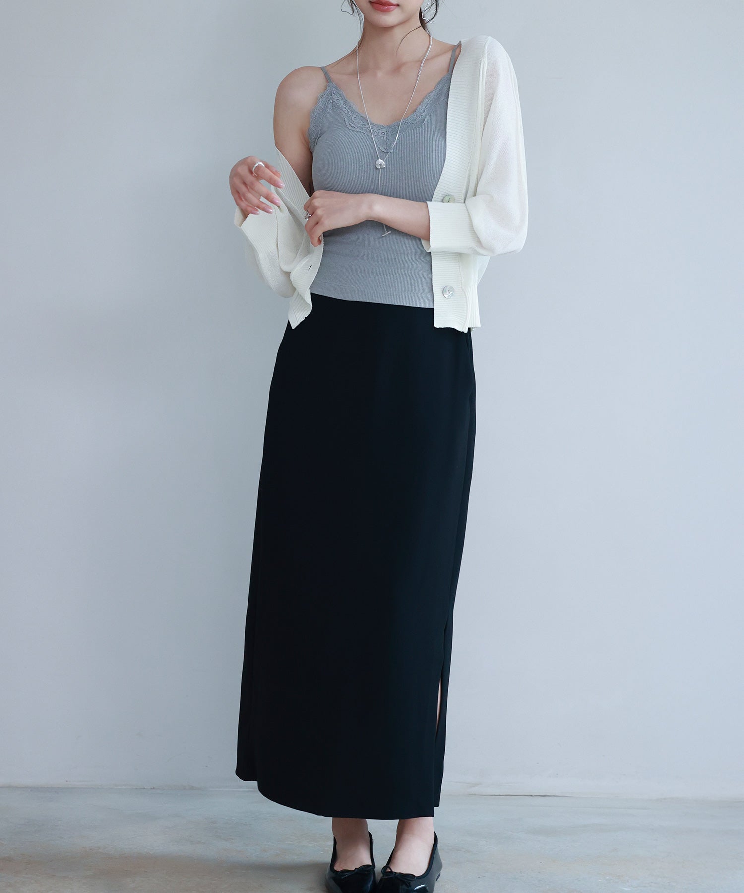 胸元レースカットソーキャミソールsdpal6158 グレー