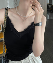 胸元レースカットソーキャミソールsdpal6158 ブラック