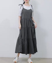 ふんわり広がるディアードキャミワンピースsdpal6213 チャコール