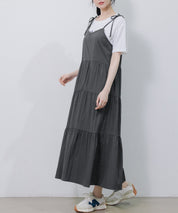 ふんわり広がるディアードキャミワンピースsdpal6213 チャコール