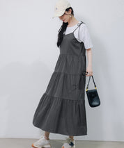 ふんわり広がるディアードキャミワンピースsdpal6213 チャコール