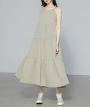 ふんわり広がるディアードキャミワンピースsdpal6213 ダークベージュ