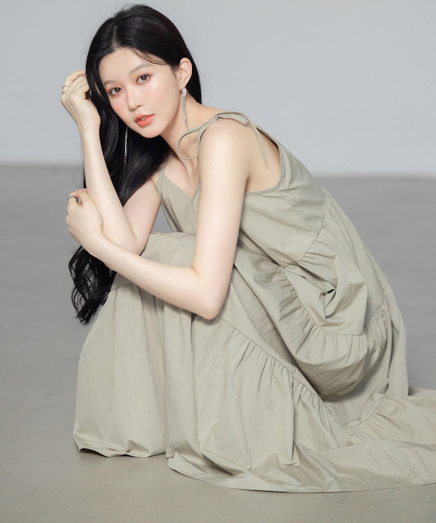 ふんわり広がるディアードキャミワンピースsdpal6213 ダークベージュ