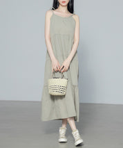 ふんわり広がるディアードキャミワンピースsdpal6213 ダークベージュ