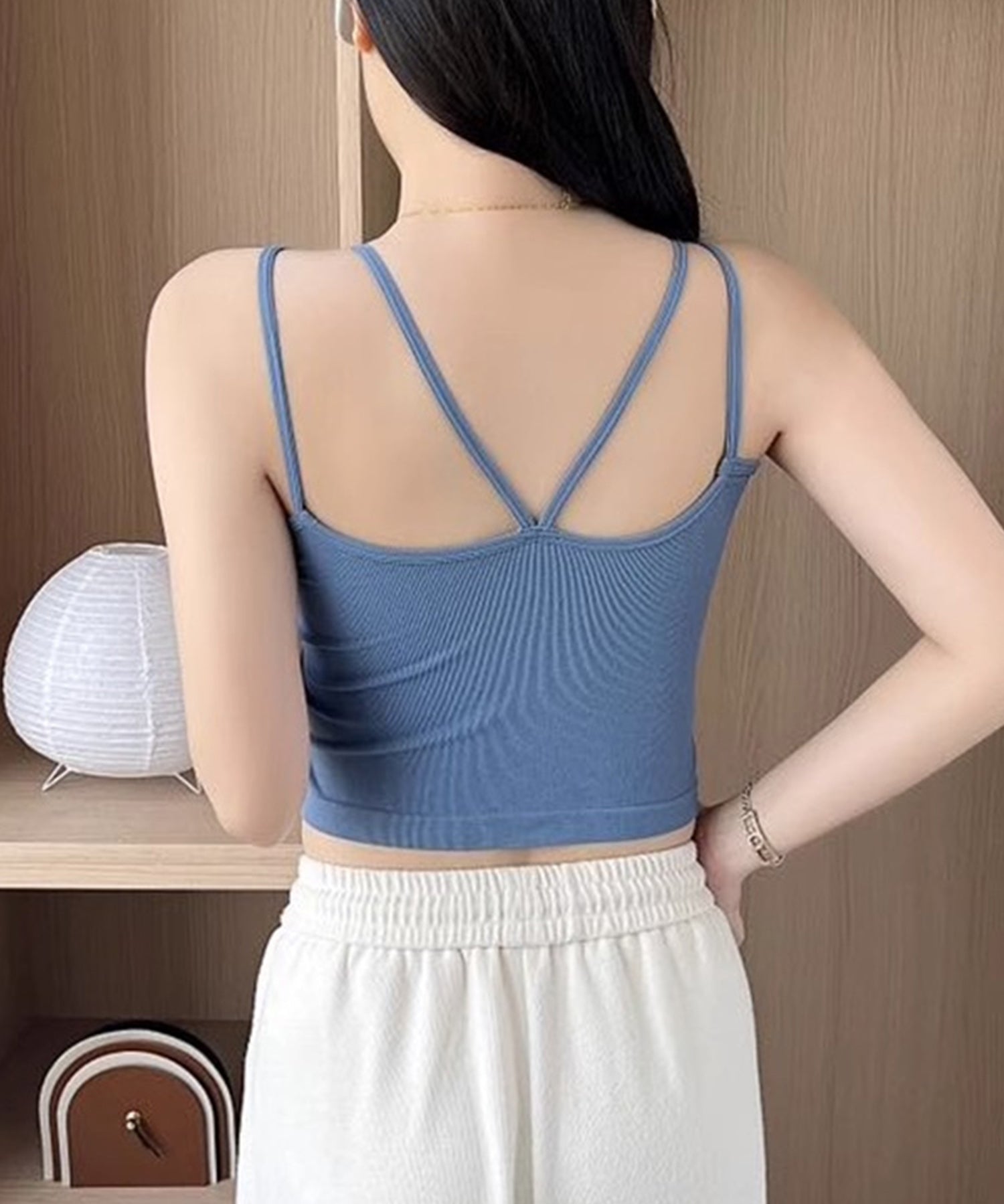 カップ付きクロスキャミソールsdpal7965 ブルー