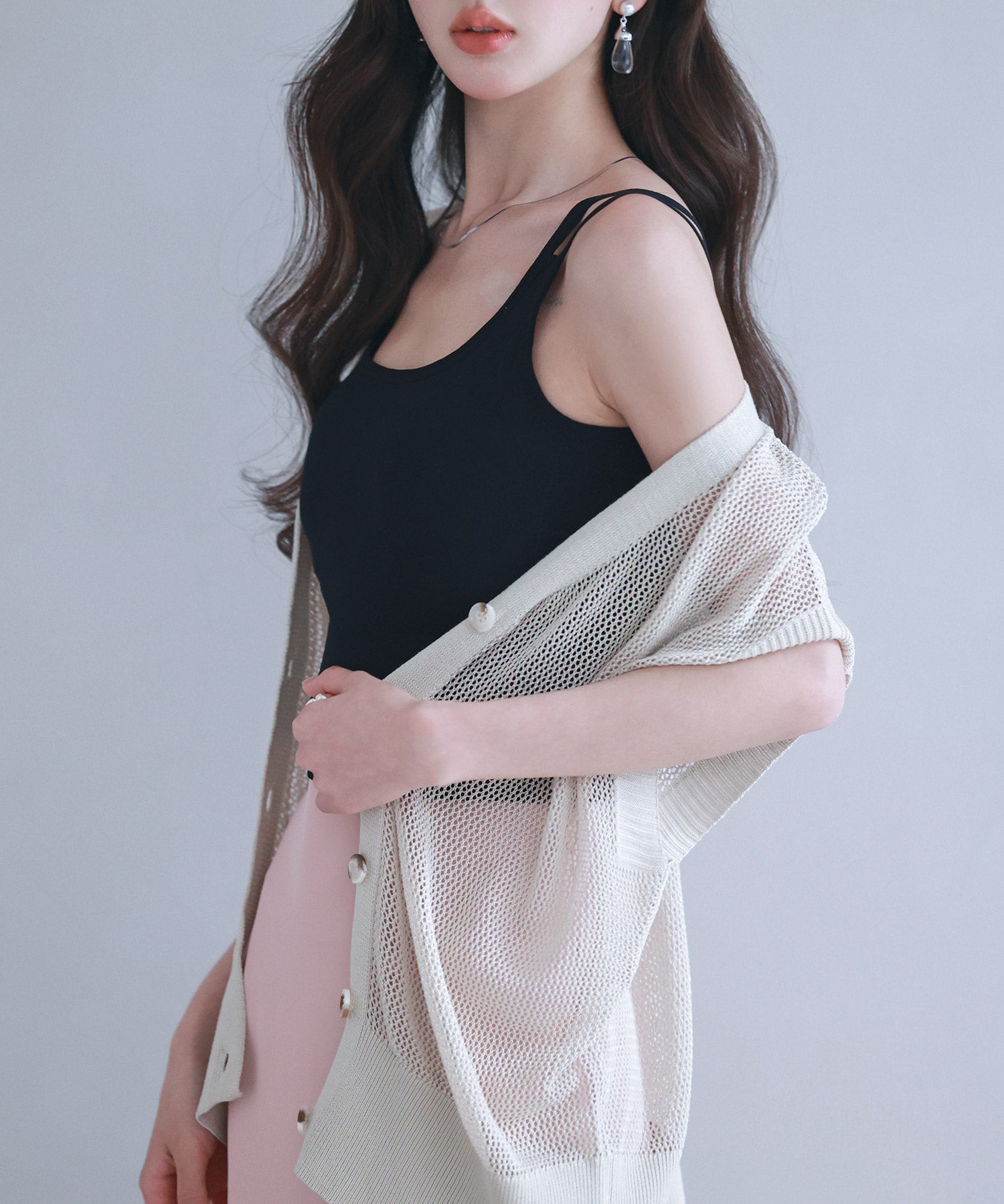 カップ付きクロスキャミソールsdpal7965 ブラック