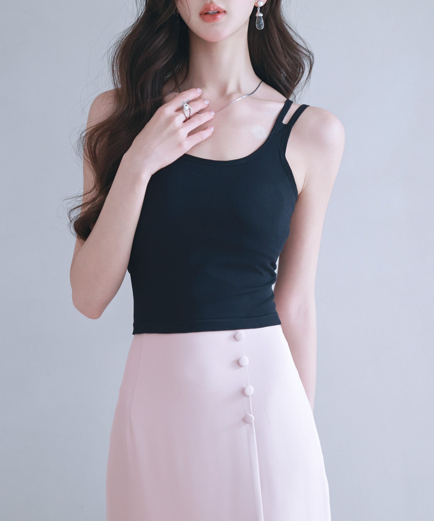 カップ付きクロスキャミソールsdpal7965 ブラック