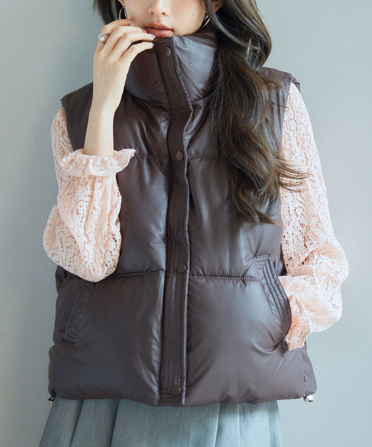 ドローストリング裾中綿ダウンベストsdpal9872-103-10