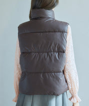 ドローストリング裾中綿ダウンベストsdpal9872 ダークブラウン