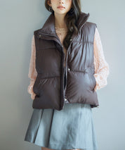 ドローストリング裾中綿ダウンベストsdpal9872 ダークブラウン