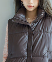 ドローストリング裾中綿ダウンベストsdpal9872 ダークブラウン