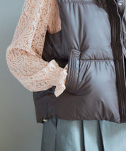 ドローストリング裾中綿ダウンベストsdpal9872 ダークブラウン