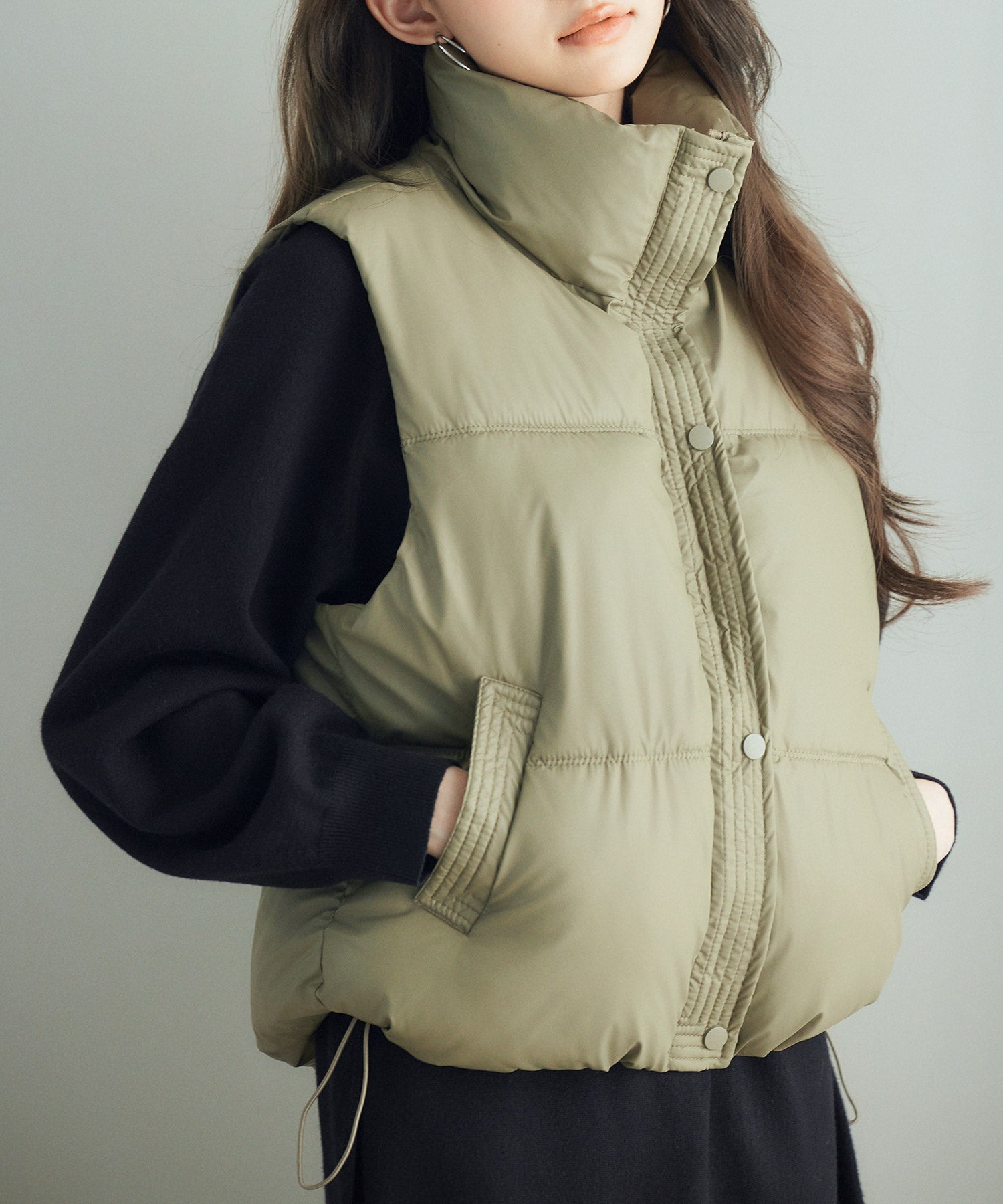 ドローストリング裾中綿ダウンベストsdpal9872-103-35