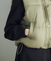 ドローストリング裾中綿ダウンベストsdpal9872 グリーン