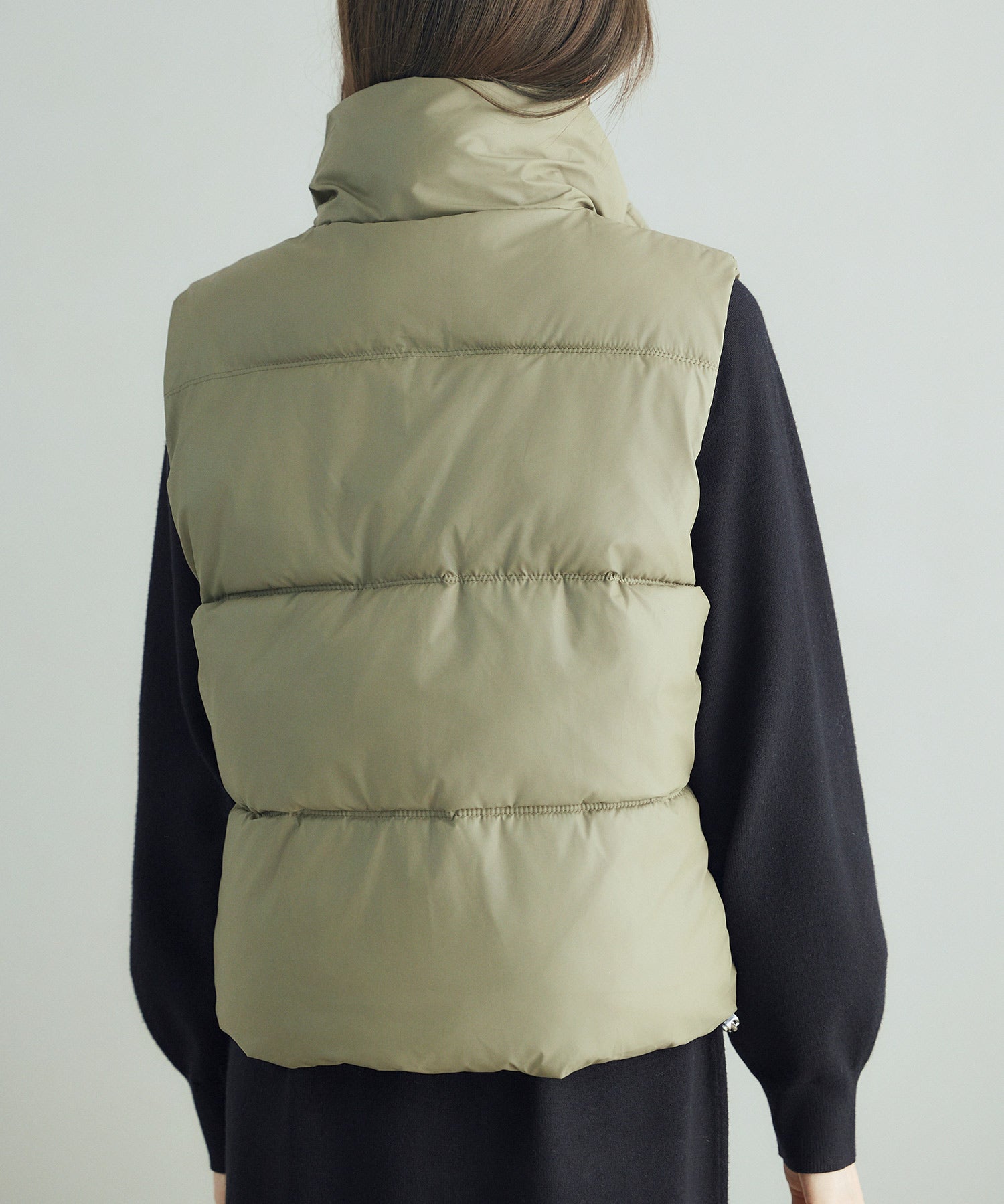 ドローストリング裾中綿ダウンベストsdpal9872 グリーン