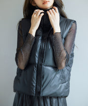 ドローストリング裾中綿ダウンベストsdpal9872 ブラック