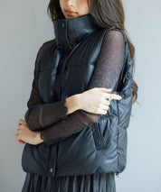 ドローストリング裾中綿ダウンベストsdpal9872 ブラック