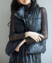 ドローストリング裾中綿ダウンベストsdpal9872 ブラック