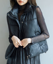 ドローストリング裾中綿ダウンベストsdpal9872 ブラック