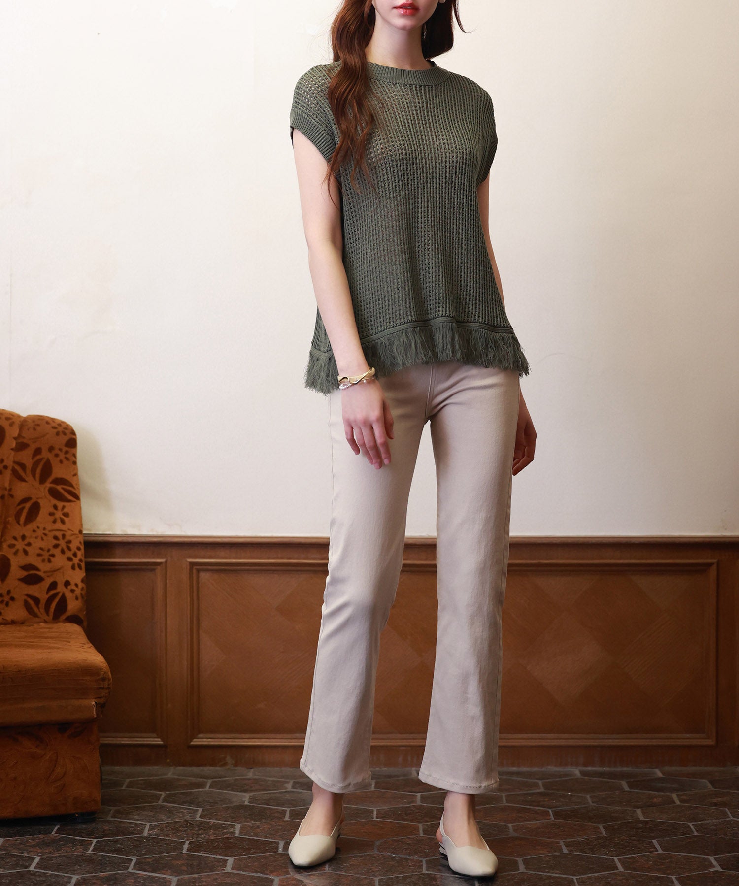 ハイウエストストレートデニムパンツsdpald11 ベージュ