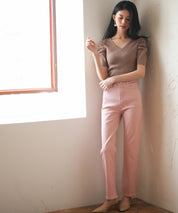 ハイウエストストレートデニムパンツsdpald11 ライトピンク